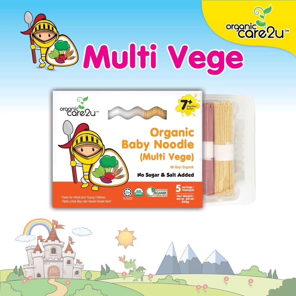 Organic Care2U Organic Baby Noodle Multi Vege 200g – Halal-certified baby noodles for 7 months+ in Singapore
