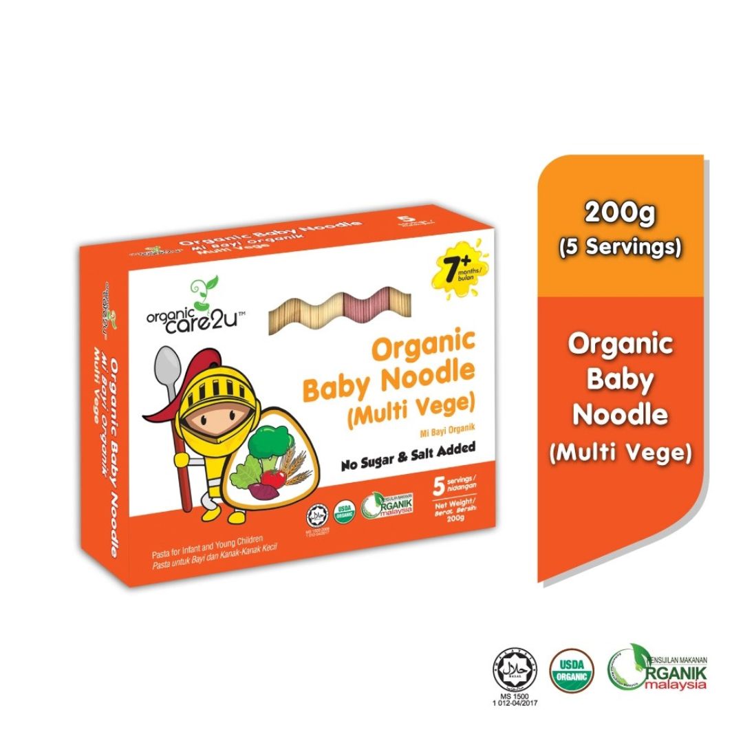 Organic Care2U Organic Baby Noodle Multi Vege 200g – Halal-certified baby noodles for 7 months+ in Singapore