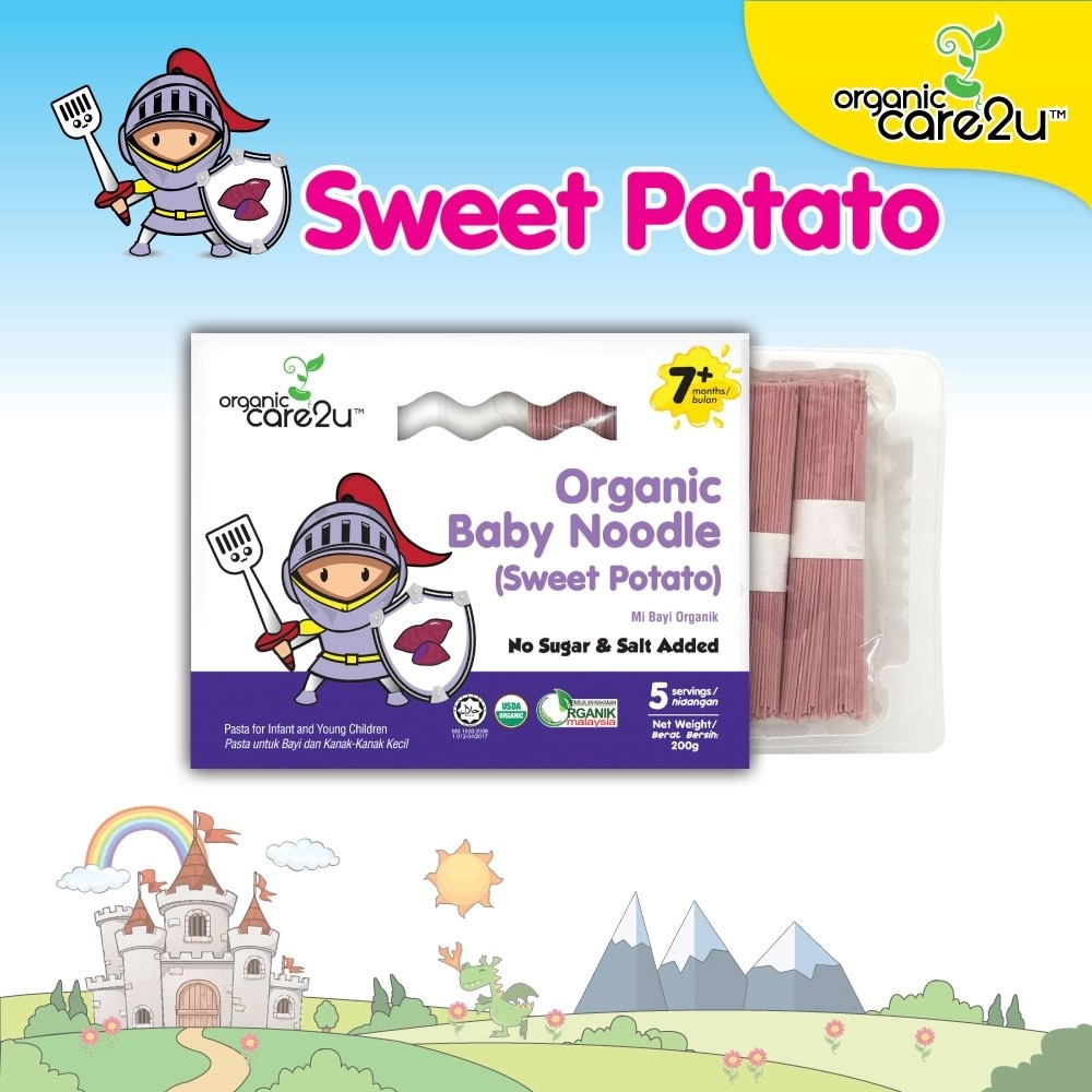 Organic Care2U Organic Baby Noodle Sweet Potato 200g – Halal-certified baby noodles for 7 months+ in Singapore