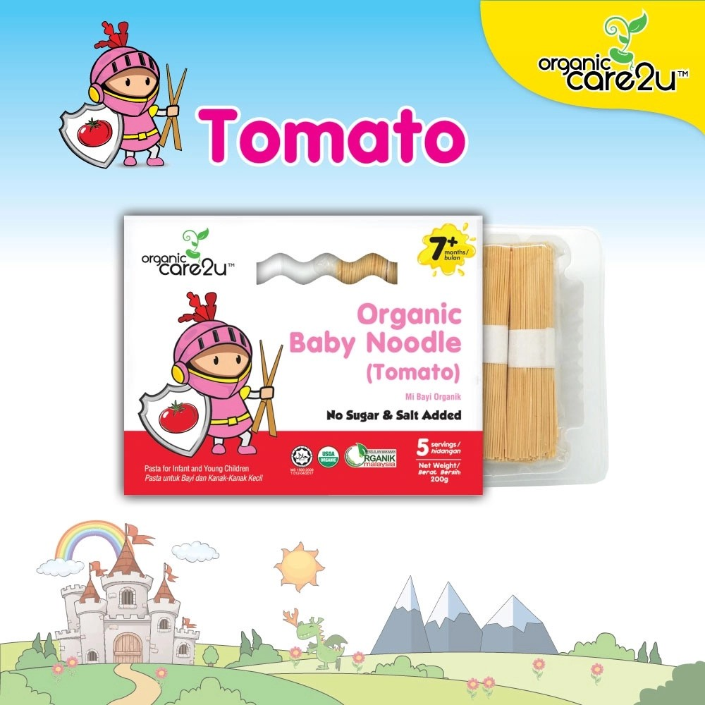 Organic Care2U Organic Baby Noodle Tomato 200g – Halal-certified baby noodles for 7 months+ in Singapore