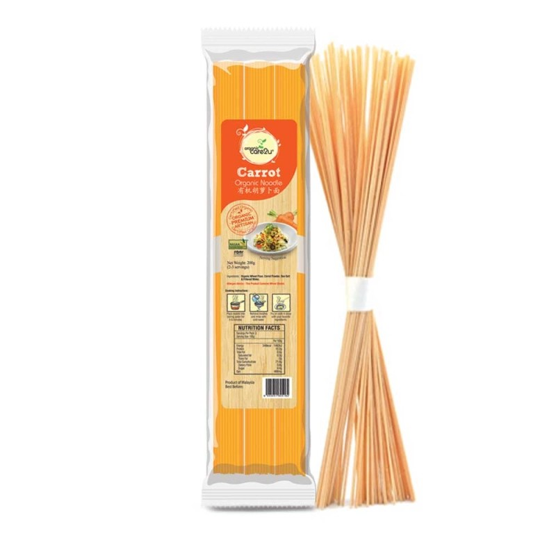 Organic Care2U Carrot Noodles 200g – healthy, soft-texture noodles for adults and elderly in Singapore