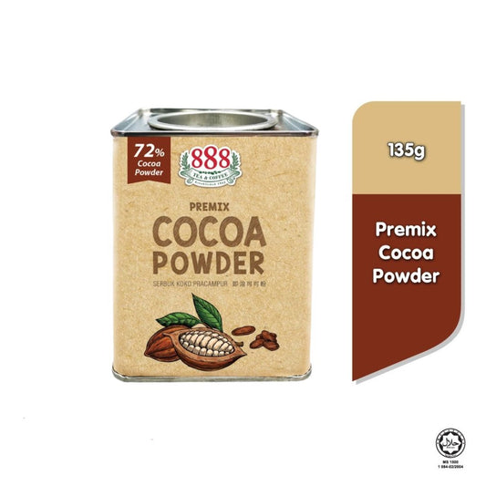 888 72% Pure Cocoa Powder 135g – Unsweetened, Halal-certified cocoa in hygienic tin, available in Singapore