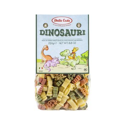 Dalla Costa Pasta Baby & Kids Fun Shape Veggie Pasta [250] - Dinosauri | No Additives | Healthy Italian Pasta