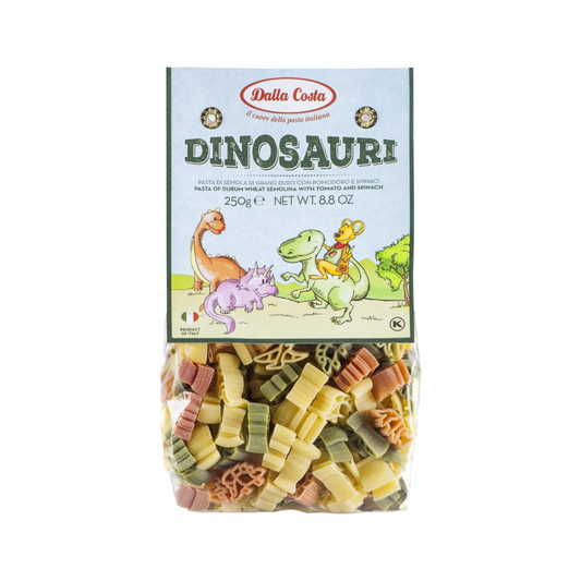 Dalla Costa Pasta Baby & Kids Fun Shape Veggie Pasta [250] - Dinosauri | No Additives | Healthy Italian Pasta
