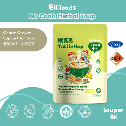 Elf Foods TallieHop herbal soup with codonopsis and longan for kids’ growth.