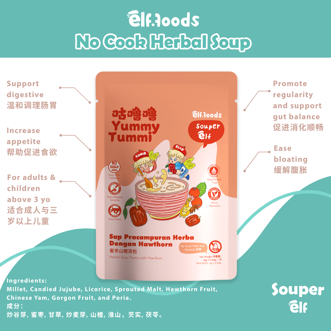 Elffoods YummyTummi herbal soup with malt and hawthorn for digestion.