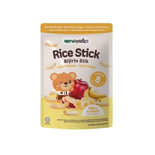 NatufoodiesRiceStick-Apple_Banana healthy finger food snack for babies 6 months and above in Singapore
