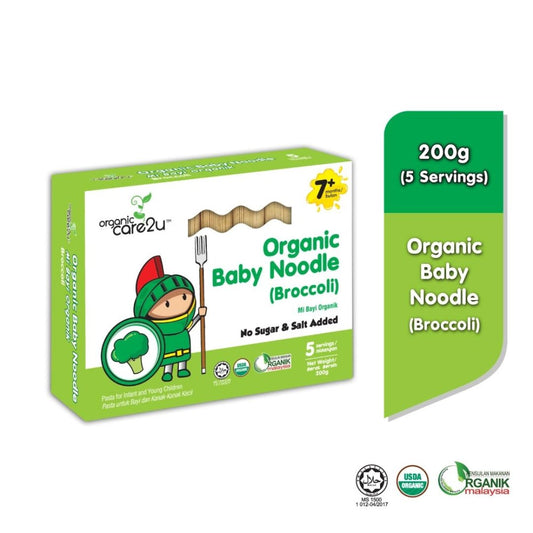 Organic Care2U Organic Baby Noodle Broccoli 200g – Halal and organic certified baby food, suitable for infants 7+ months in Singapore