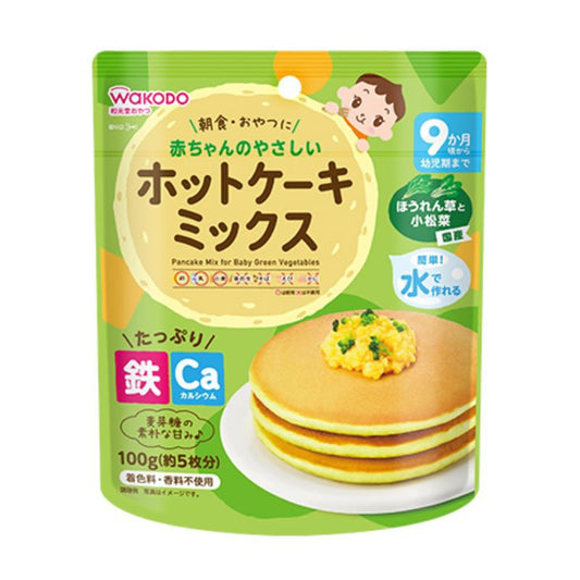 Prepare soft and fluffy pancakes for your baby with WAKODO Baby Pancake Mix. Suitable for 9 months and above, made with natural ingredients and fortified with iron and calcium. Made in Japan.

