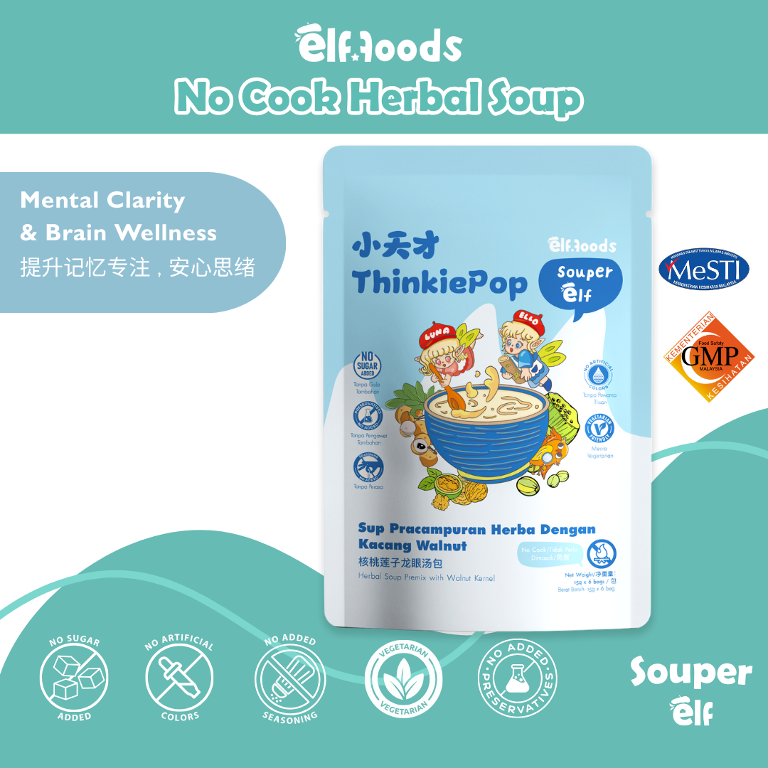 Elffoods ThinkiePop herbal soup with walnuts and red dates for focus