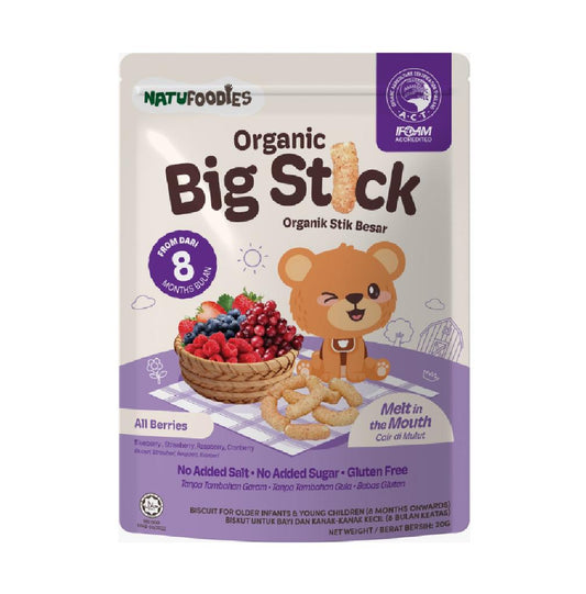 Natufoodies Organic Big Stick 20g – healthy finger food snack for babies 8 months and above in Singapore