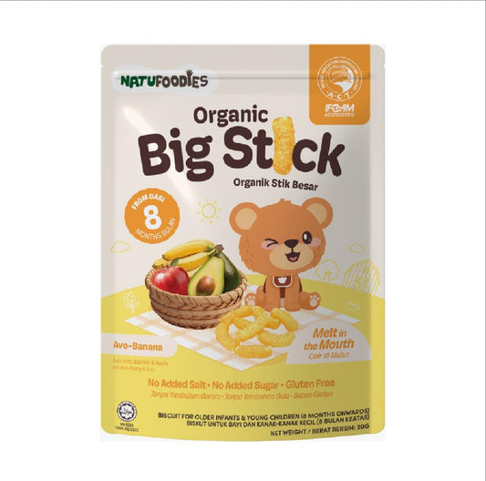Natufoodies Organic Big Stick 20g – healthy finger food snack for babies 8 months and above in Singapore