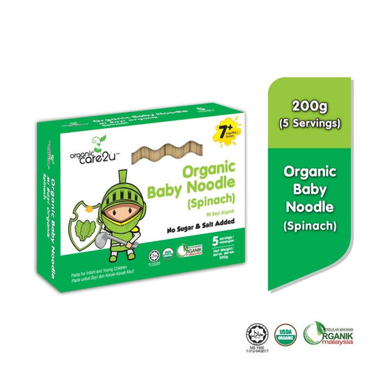 Organic Care2U Organic Baby Noodle Spinach 200g – Halal-certified baby noodles for 7 months+ in Singapore