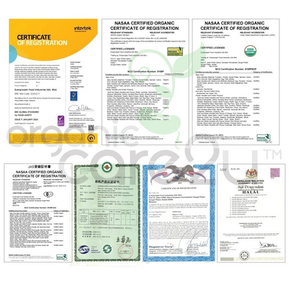 Organic Care2U Carrot Baby Noodle packaging showing Halal, HACCP, GMP, USDA Organic, and NASAA certifications