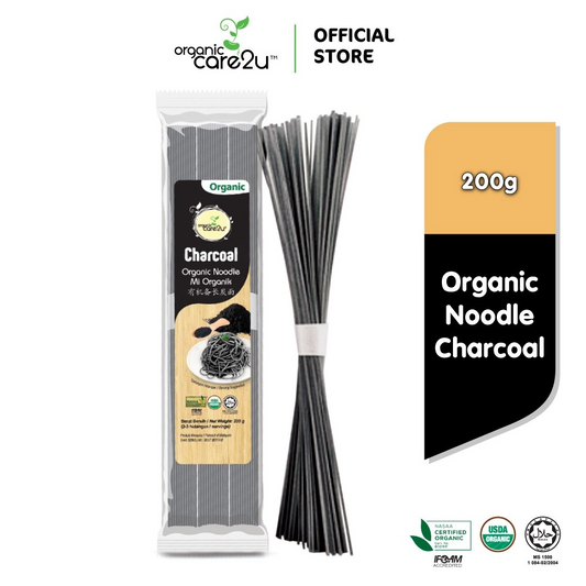 Organic Care2U Charcoal Noodles 200g – healthy, soft-texture noodles for adults and elderly in Singapore