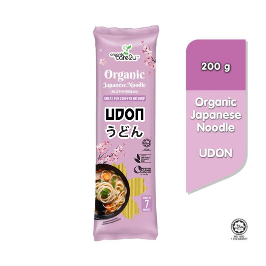 Organic Care2U Japanese Udon Noodles 200g – Halal-certified, soft-texture noodles for adults and seniors in Singapore